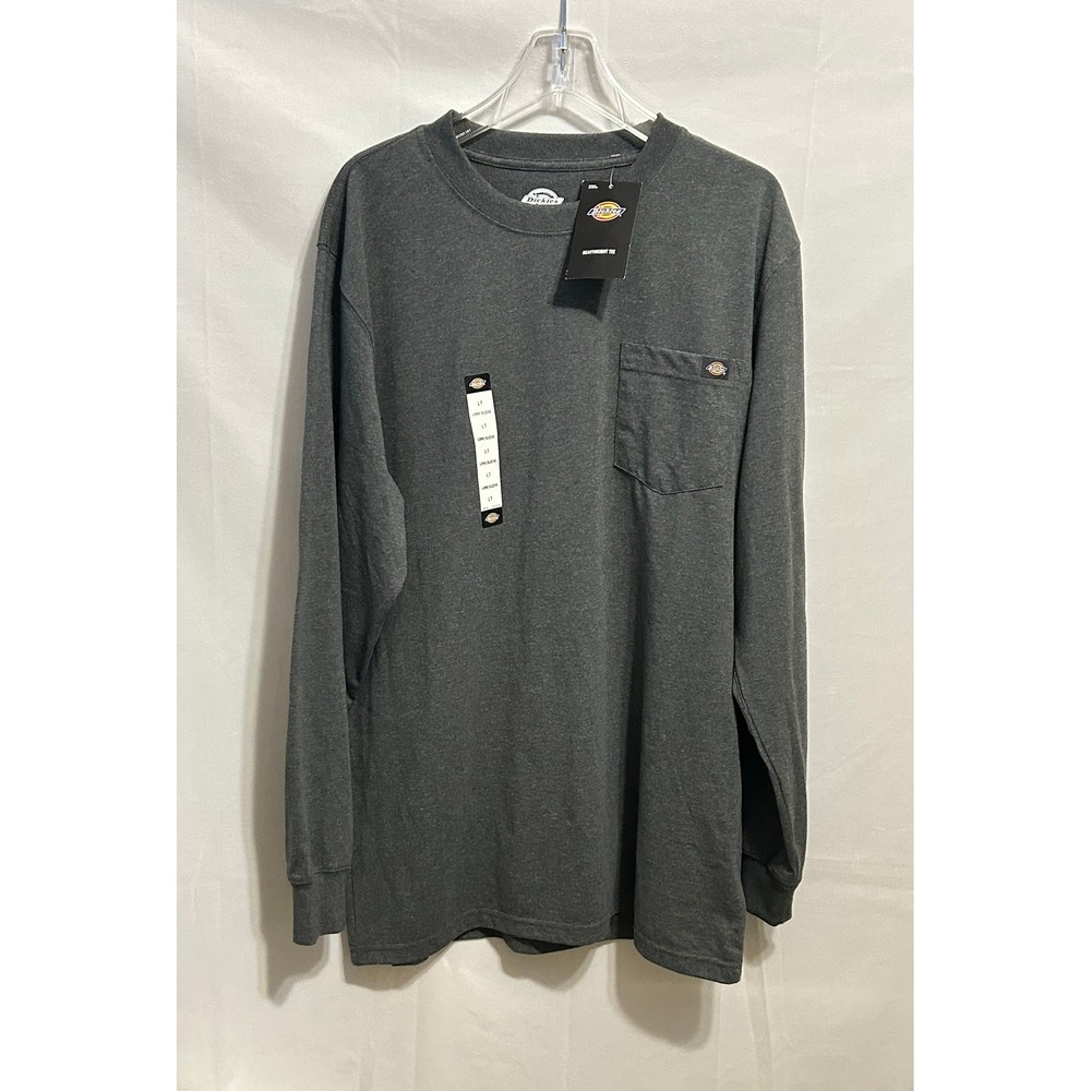 NWT Dickies Tee Mens LT Large Tall Charcoal Gray Long Sleeve‎ Pocket Shirt